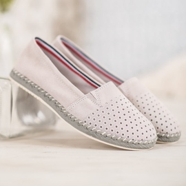 Goodin Openwork läderballerina grå 2