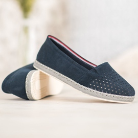 Goodin Openwork läderballerina blå 2