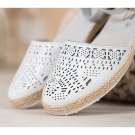 VINCEZA ballerinor med dragkedja i läder vit 1