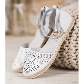 VINCEZA ballerinor med dragkedja i läder vit 2