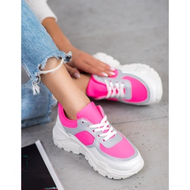 SHELOVET Snygga sneakers vit rosa 2
