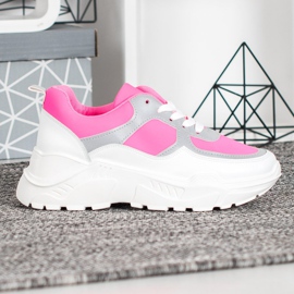 SHELOVET Snygga sneakers vit rosa 1
