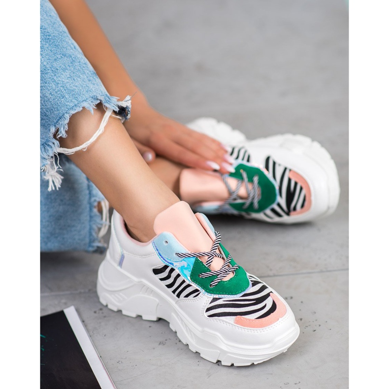 SHELOVET Mode sneakers vit mångfärgad 2