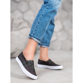 SHELOVET Slip On Sneakers Med Glitter svart 2