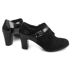 Booties On Heel Boho Fringe 6660 Black svart 1