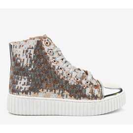 Silver sneakers på en plattform med 1761 dragkedjor grå 2