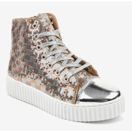 Silver sneakers på en plattform med 1761 dragkedjor grå 1