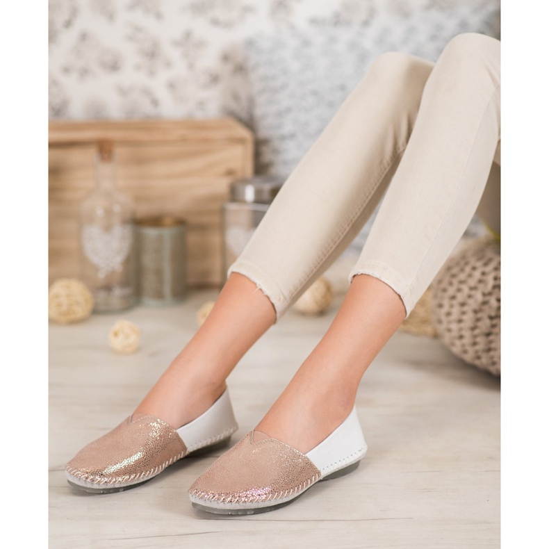 VINCEZA slipons i läder vit gul 1