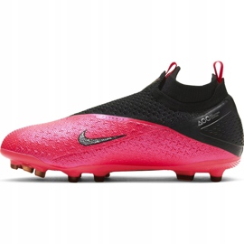 Nike Phantom Vsn 2 Elite Df FG / MG Jr CD4062-606 fotbollsskor röd-rosa, svart rosa 2