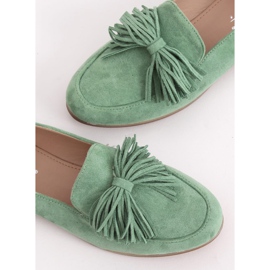 Gröna damloafers med fransar T357P Green 1