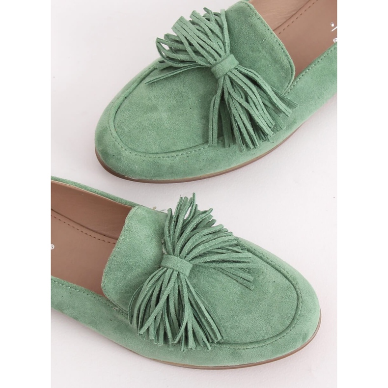 Gröna damloafers med fransar T357P Green 1