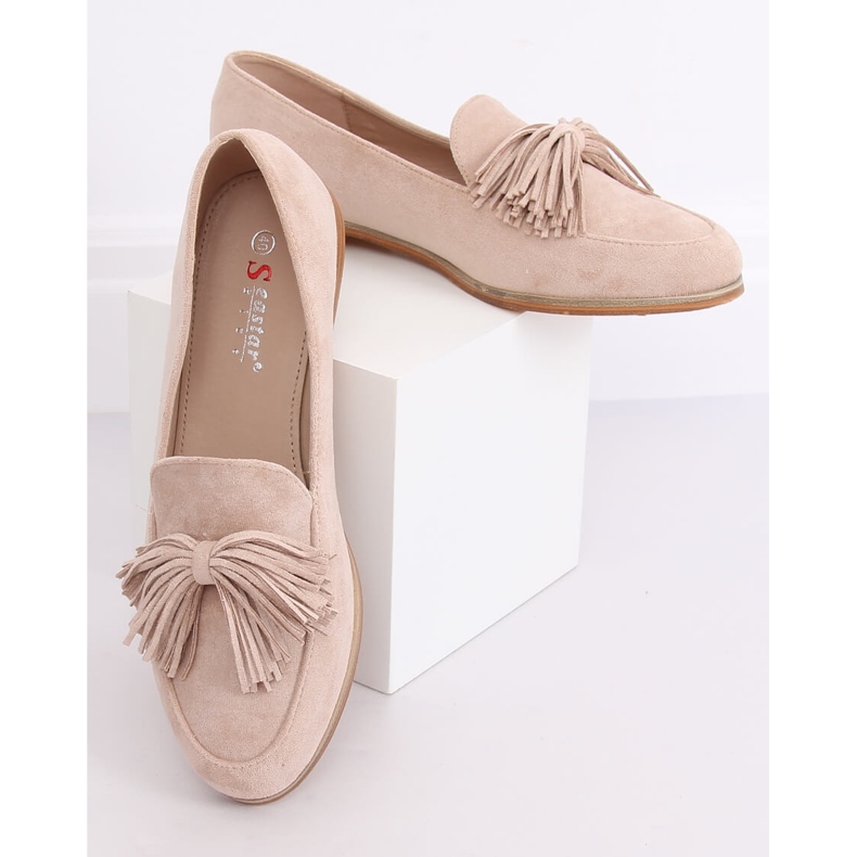 Dam beige loafers med fransar T357P Beige 1