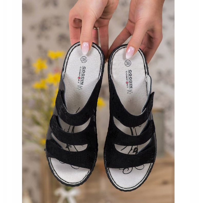 Goodin Svarta läder tofflor 1 Goodin Svarta läder tofflor 1