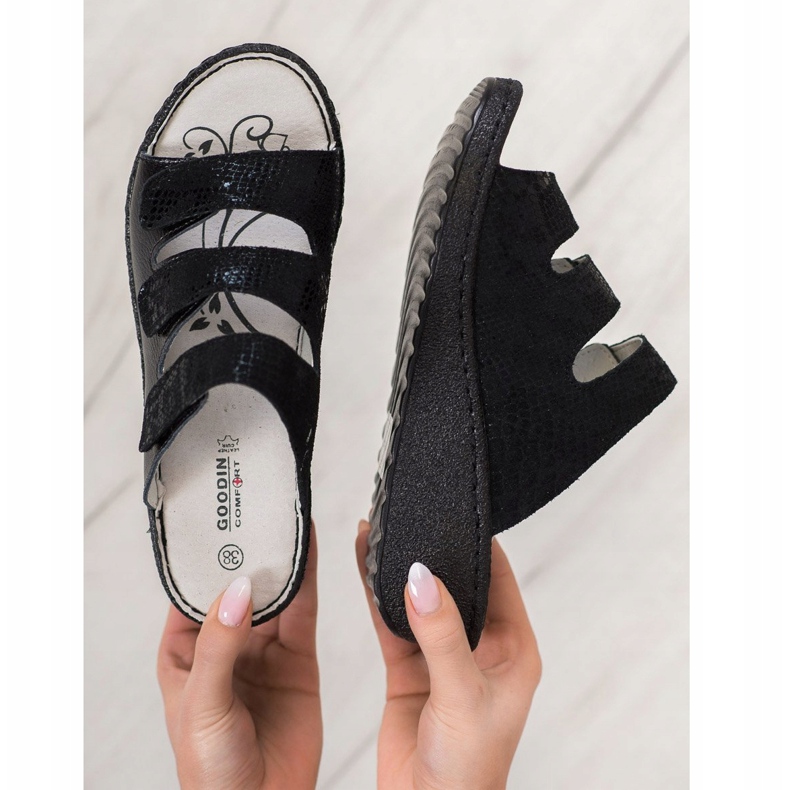 Goodin Svarta läder tofflor 2 Goodin Svarta läder tofflor 2