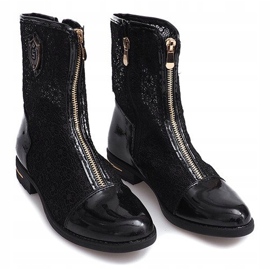 Openwork stövlar med dragkedja X362 svart 2