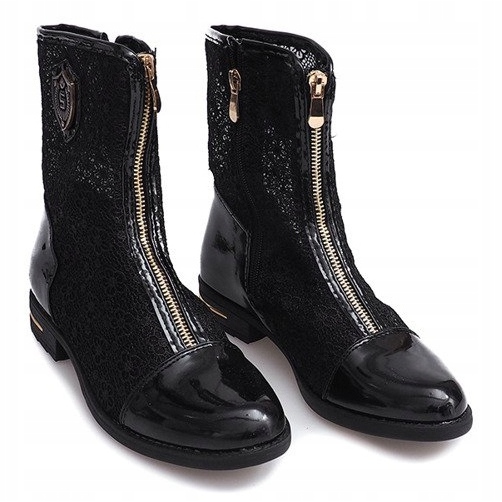 Openwork stövlar med dragkedja X362 svart 2