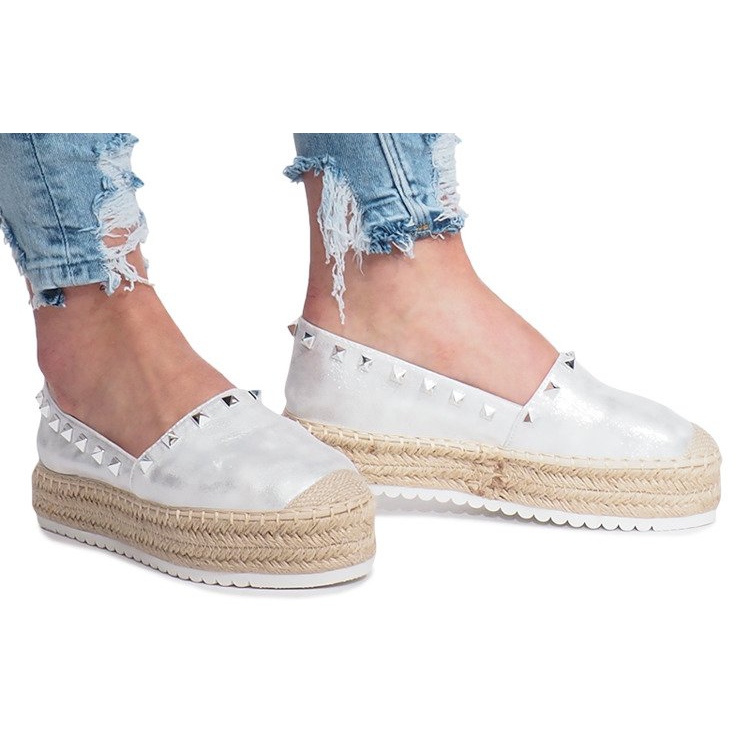 Silver espadriller på Glam -kilen grå 2