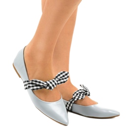 Blå snörning ballerinor med rosetter NK07P 1