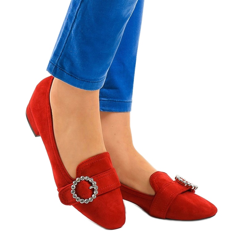 Röda mocka höga klackar L419 1