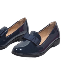 Marinblå mockasiner för kvinnor med rosett F158 1