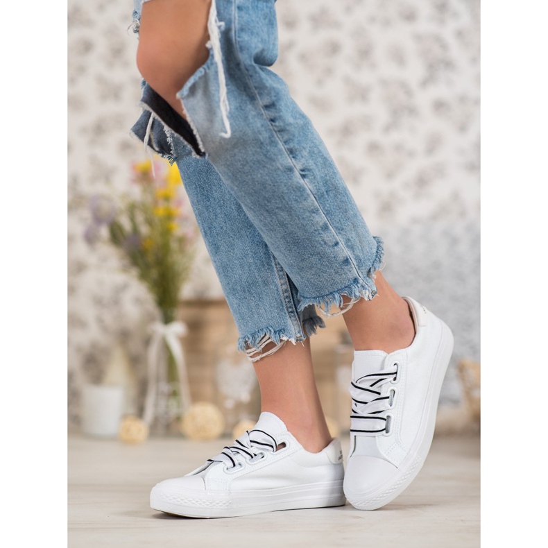 SHELOVET Bekväma textilskor vit 2