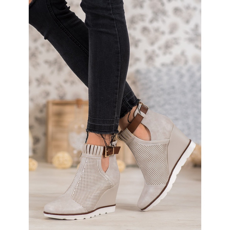 Filippo Openwork stövlar på en kil brun 1