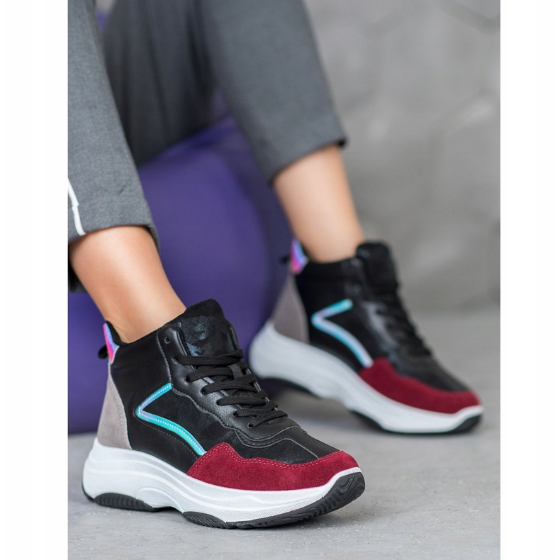 Ideal Shoes Höga stövlar på plattformen svart mångfärgad 1