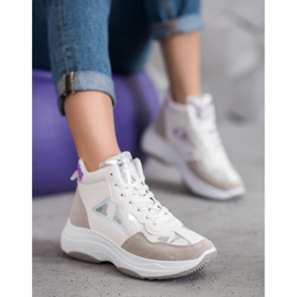 Ideal Shoes Höga stövlar på plattformen vit brun mångfärgad 2