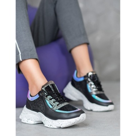 SHELOVET Sneakers med paljetter på plattformen svart mångfärgad 1