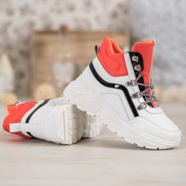 Ideal Shoes Mode stövlar vit orange mångfärgad 1