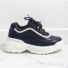 Svarta, eko-läder sport sneakers 7918-Y 2