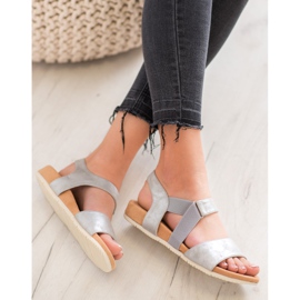 SHELOVET Bekväma silver sandaler grå 2