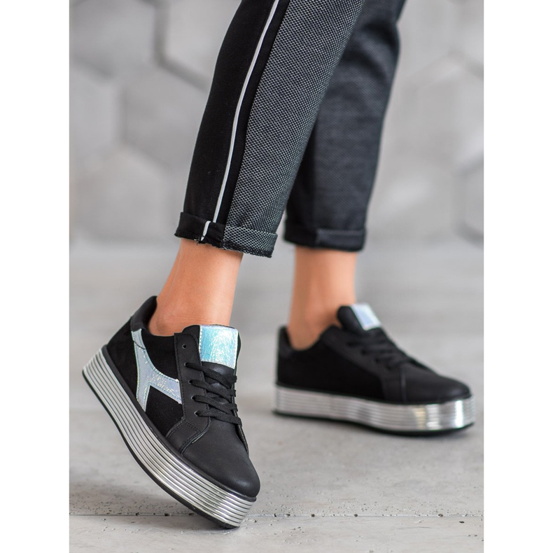 Ideal Shoes Sneakers med Holo -effekt svart gul 2