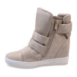 Beige wedge sneakers H6508-8 1