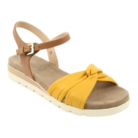 Caprice lädersandaler beige / citron brun gul 1