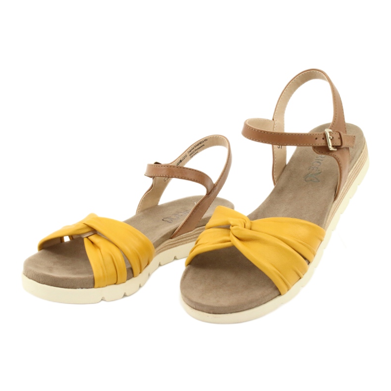 Caprice lädersandaler beige / citron brun gul 3