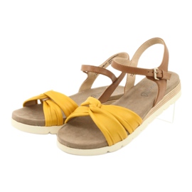 Caprice lädersandaler beige / citron brun gul 5