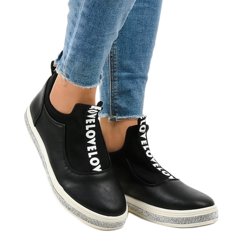 Svarta Lycra Slip-On Sneakers 1155-Y 1