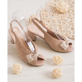 Sergio Leone Sandaler med öppen tå och rosett brun 2