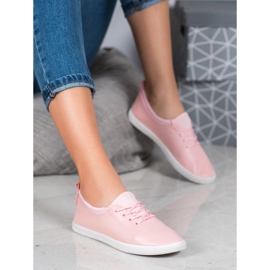 SHELOVET Lätta sneakers med ekoläder rosa 1