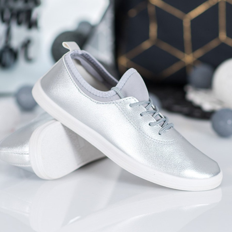 SHELOVET Lätta sneakers med ekoläder grå 1