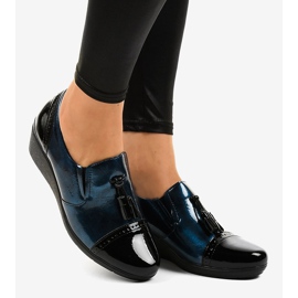 Svarta kilskor 7-9022 marinblå 2