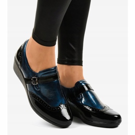 Svarta kilskor 7-9021 marinblå 1