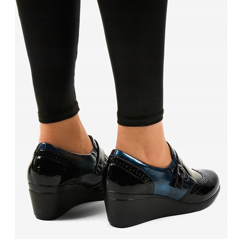 Svarta kilskor 7-9021 marinblå 2