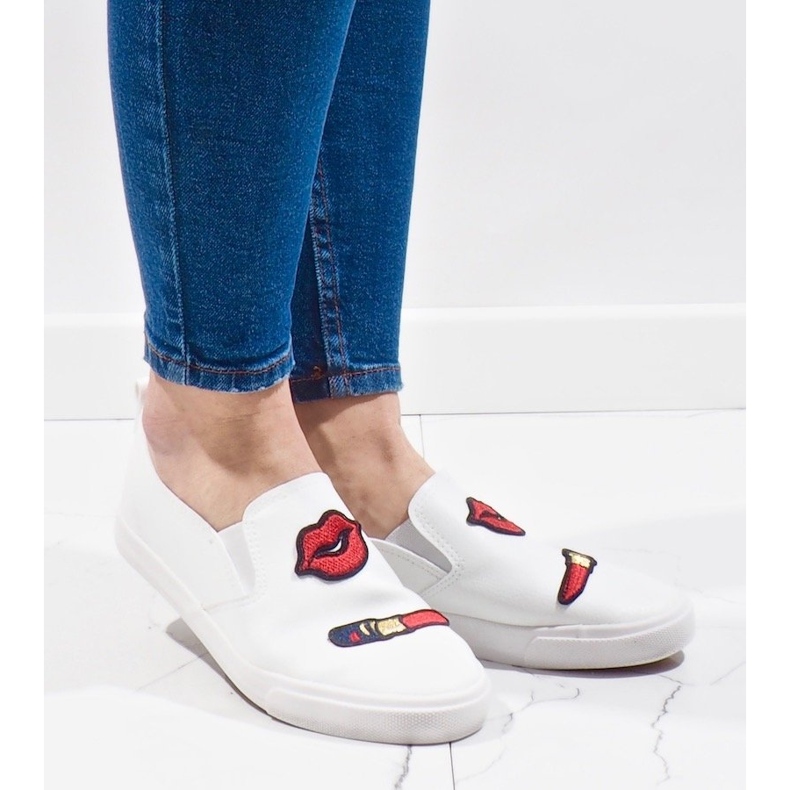 Vita sneakers med tryck G1202A-2 1