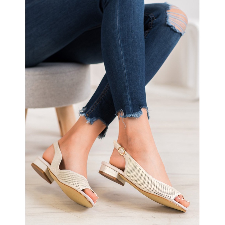 Sergio Leone Openwork sandaler på låga klackar gul 2