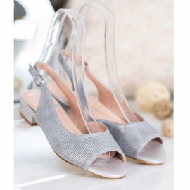 Sergio Leone Openwork sandaler på låga klackar grå 1