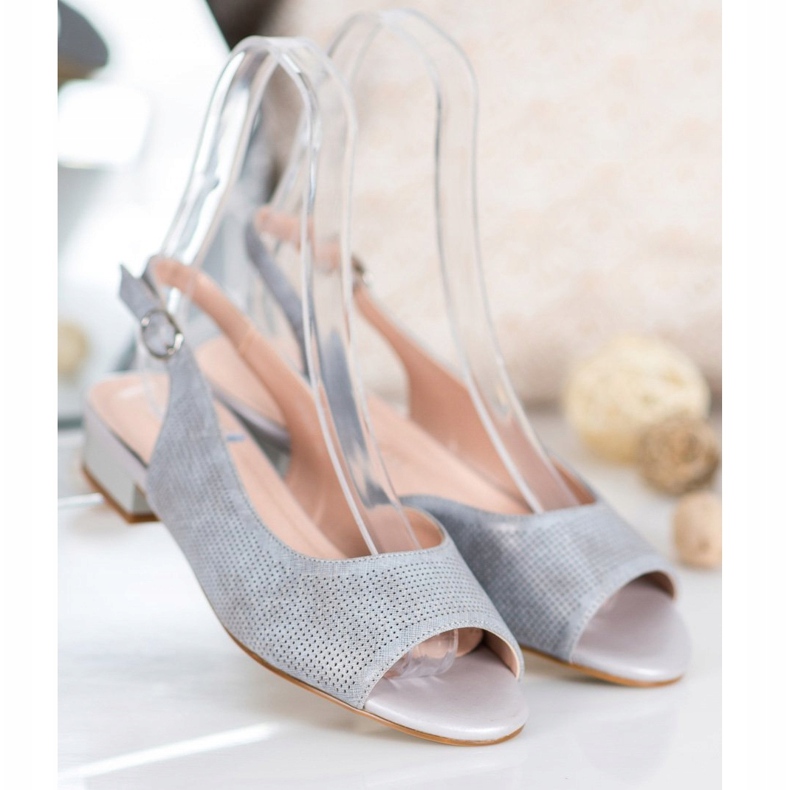 Sergio Leone Openwork sandaler på låga klackar grå 1