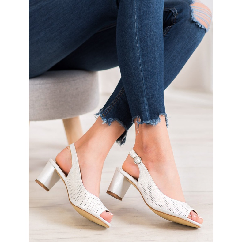 Sergio Leone Openwork sandaler på en bar vit 2