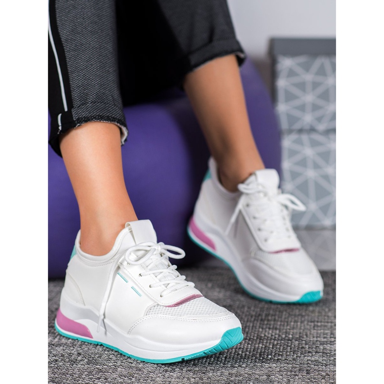 SHELOVET Knutna skor i ekoläder vit 1